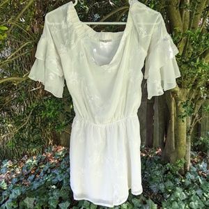 White Romper with Floral Embroidery